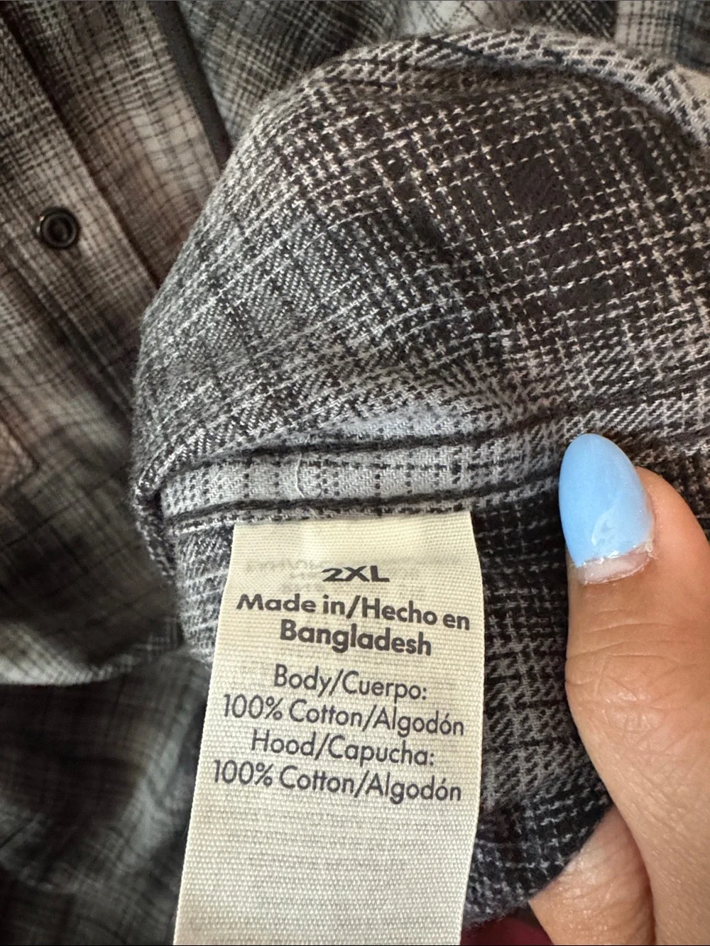 Size 2XL No Boundaries Black and Gray Hooded Oversized Fit Flannel